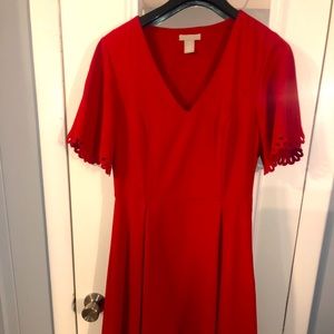 H&M red midi length dress